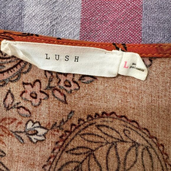 LUSH Rust Paisley Tie Knot Jumpsuit - Picture 6 of 7